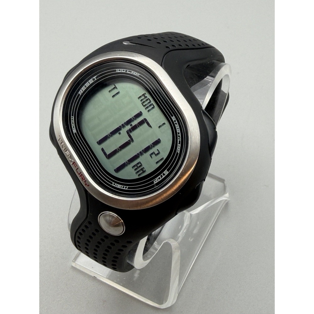 Vintage Nike Triax Fury Digital Watch Y2K Running Sport Black Works WR100m #1168